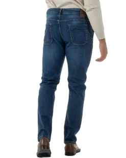 Jeans Uomo Pantaloni Tasche America Slim Fit Basic Denim Scuro Blu JS1170A
