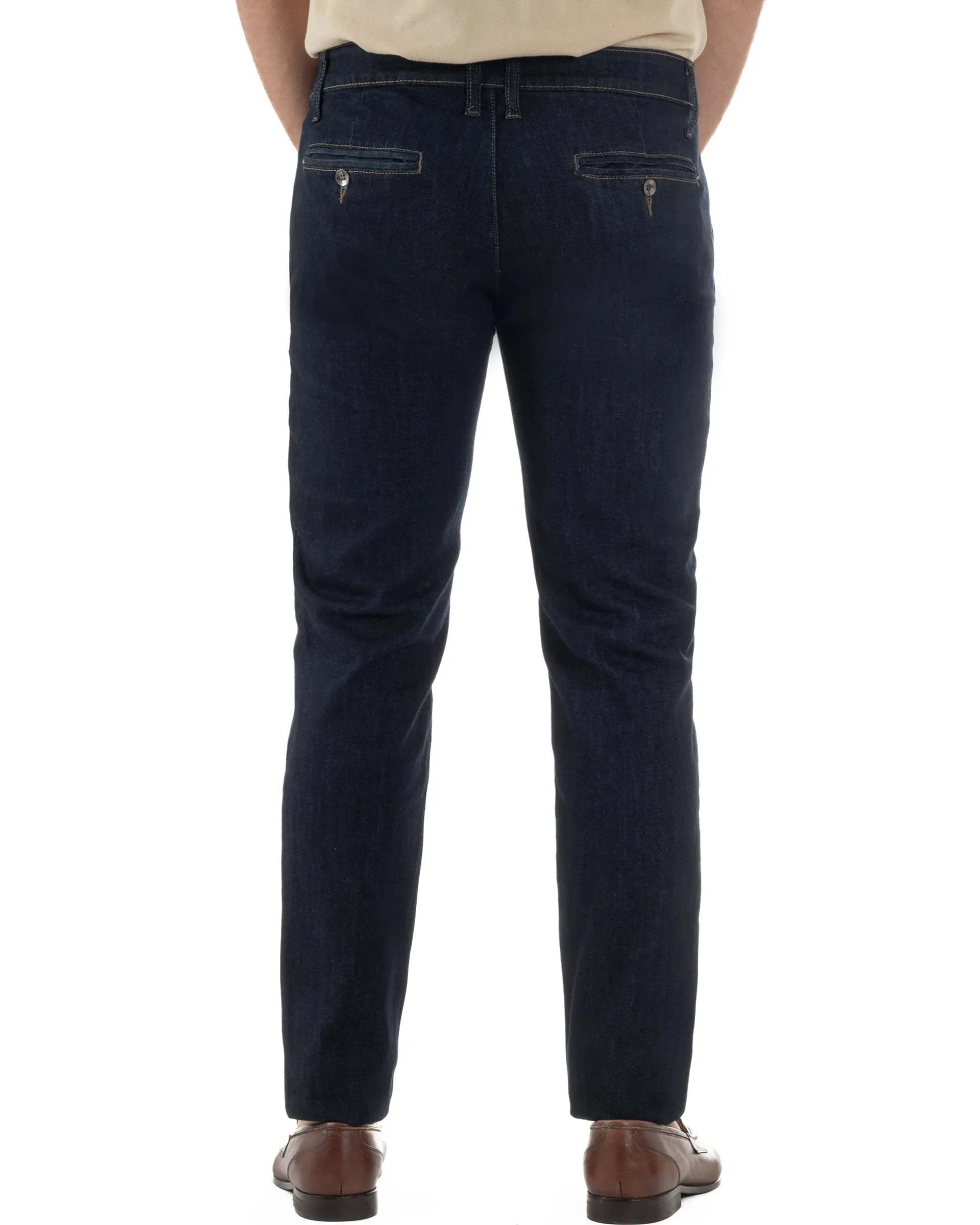 Jeans uomo pantaloni tasche america slim fit lavaggio zero denim scuro GIOSAL-JS1181A