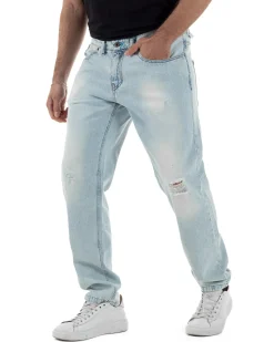 Jeans uomo regular fit rotture denim chiaro BERNA M-261003