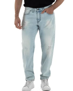 Jeans uomo regular fit rotture denim chiaro BERNA M-261003