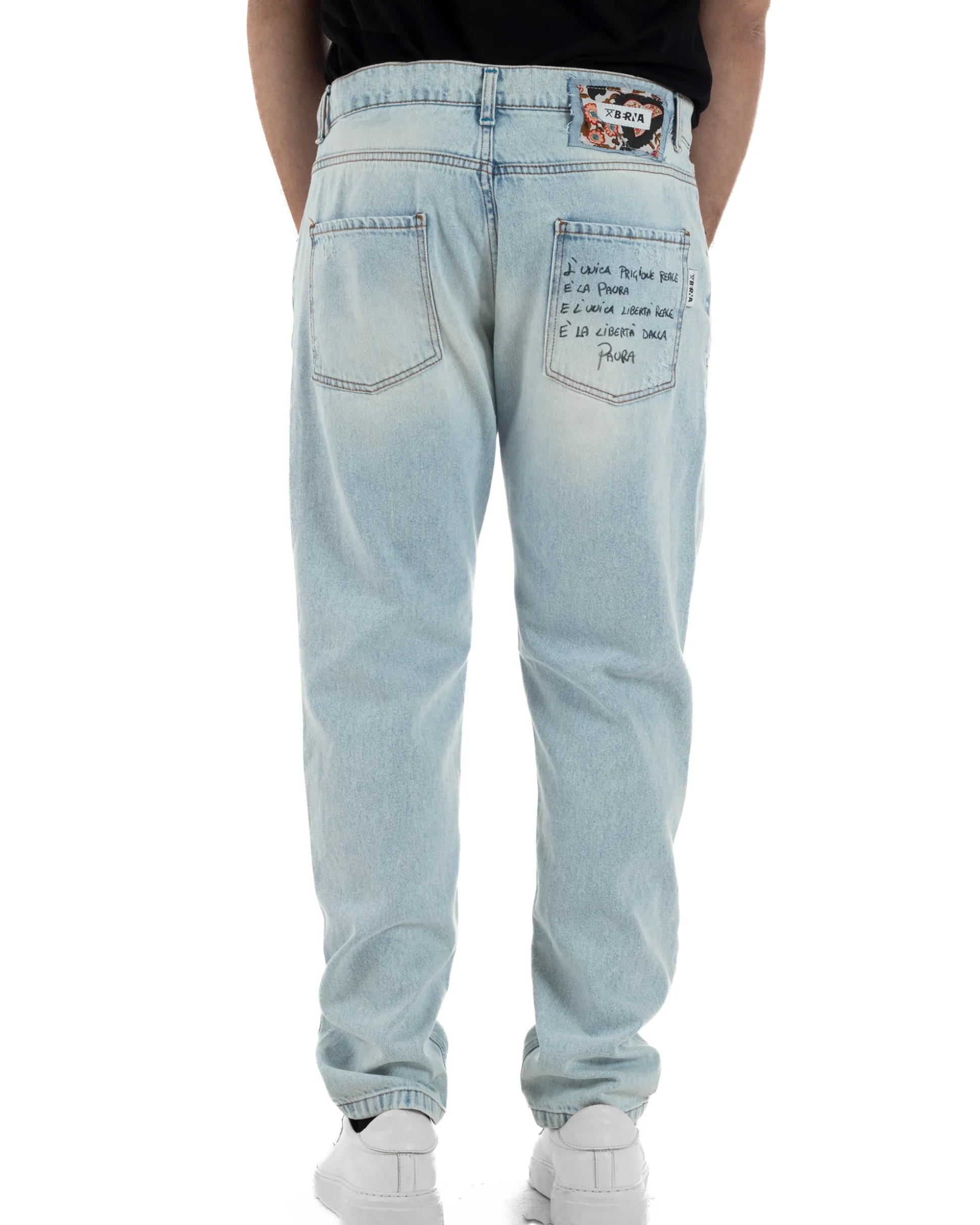 Jeans uomo regular fit rotture denim chiaro BERNA M-261003