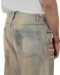 Jeans uomo super baggy cinque tasche casual denim sabbiato GIOSAL-JS1174A