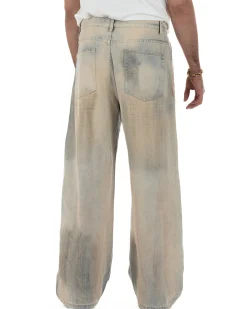 Jeans uomo super baggy cinque tasche casual denim sabbiato GIOSAL-JS1174A