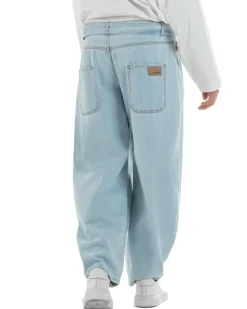 Jeans uomo wide leg baggy basic cintura barrel fit denim chiaro BlackSunday JS1186A