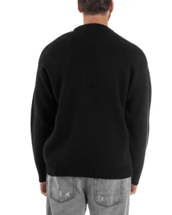 Maglia Uomo Girocollo Lana Relaxed Fit Nero M3019A