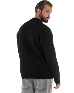 Maglia Uomo Girocollo Lana Relaxed Fit Nero M3019A