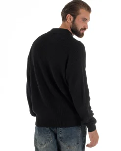 Maglia Uomo Polo Maglioncino Con Colletto Nero M3012A