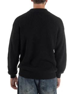 Maglia Uomo Polo Maglioncino Con Colletto Nero M3012A