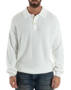 Maglia Uomo Polo Maglioncino Con Colletto Bianco M3014A