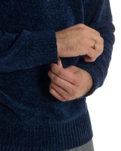 Maglioncino Uomo Ciniglia Regular Fit Maglia Basic Blu M3052A