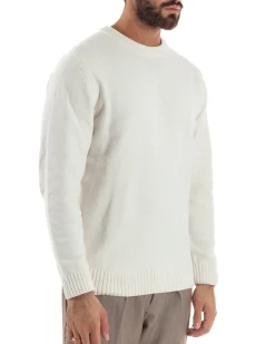 Maglioncino Uomo Ciniglia Regular Fit Maglia Basic Bianco M3059A