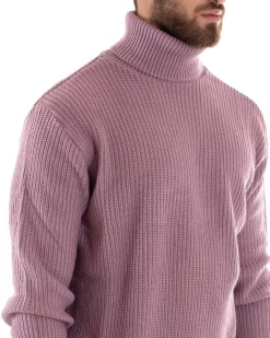 Maglioncino Uomo Collo Alto Maglia Inglese Dolcevita Basic Glicine M2342A