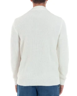 Maglioncino Uomo Con Colletto Maglia Inglese Scollo V Polo Derby Casual Basic Tinta Unita Panna GIOSAL-M2888A
