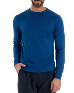 Maglioncino Uomo Girocollo Maglia Rasata Basic Blu Royal M2502A