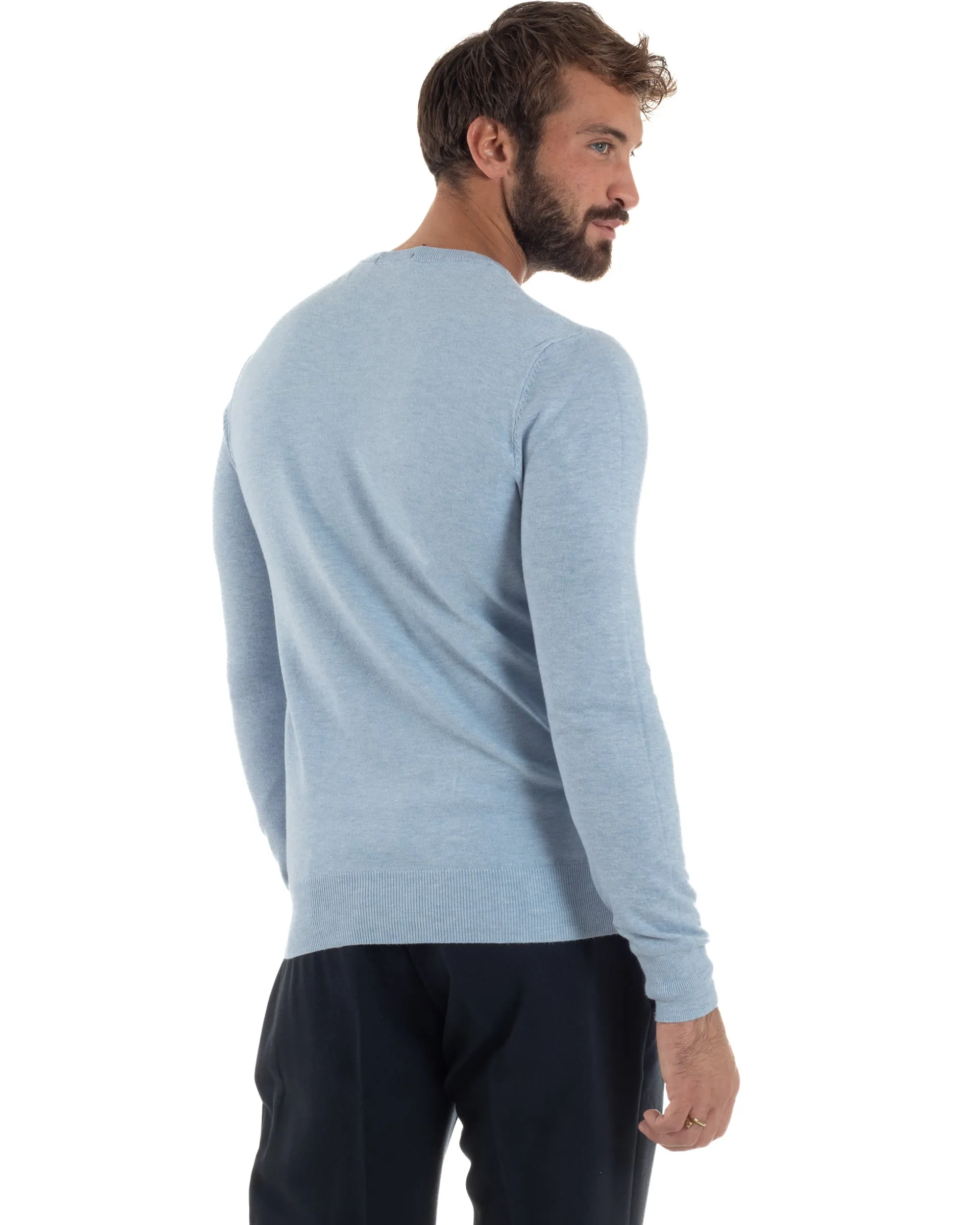 Maglioncino Uomo Girocollo Maglia Rasata Basic Polvere M2570A