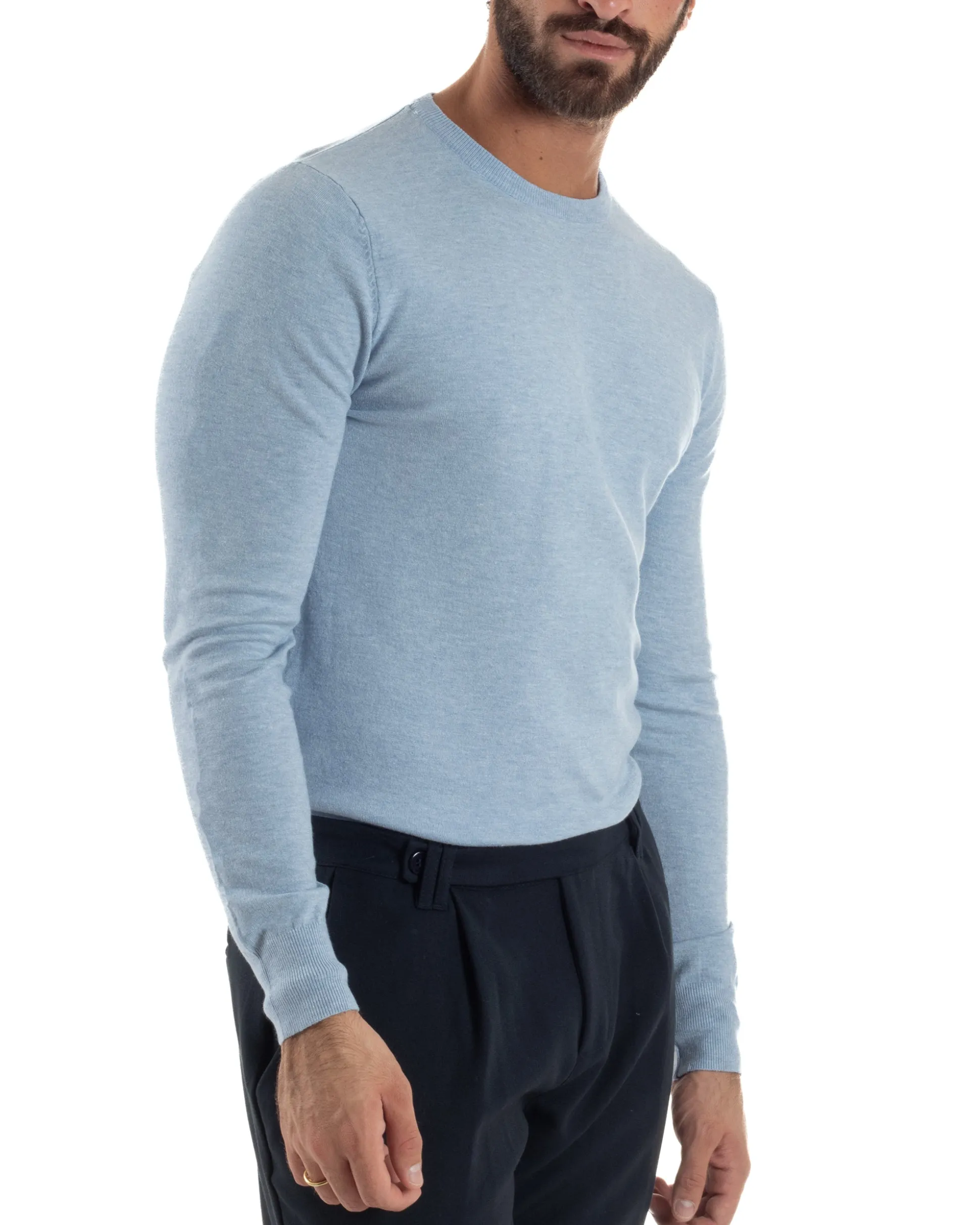 Maglioncino Uomo Girocollo Maglia Rasata Basic Polvere M2570A