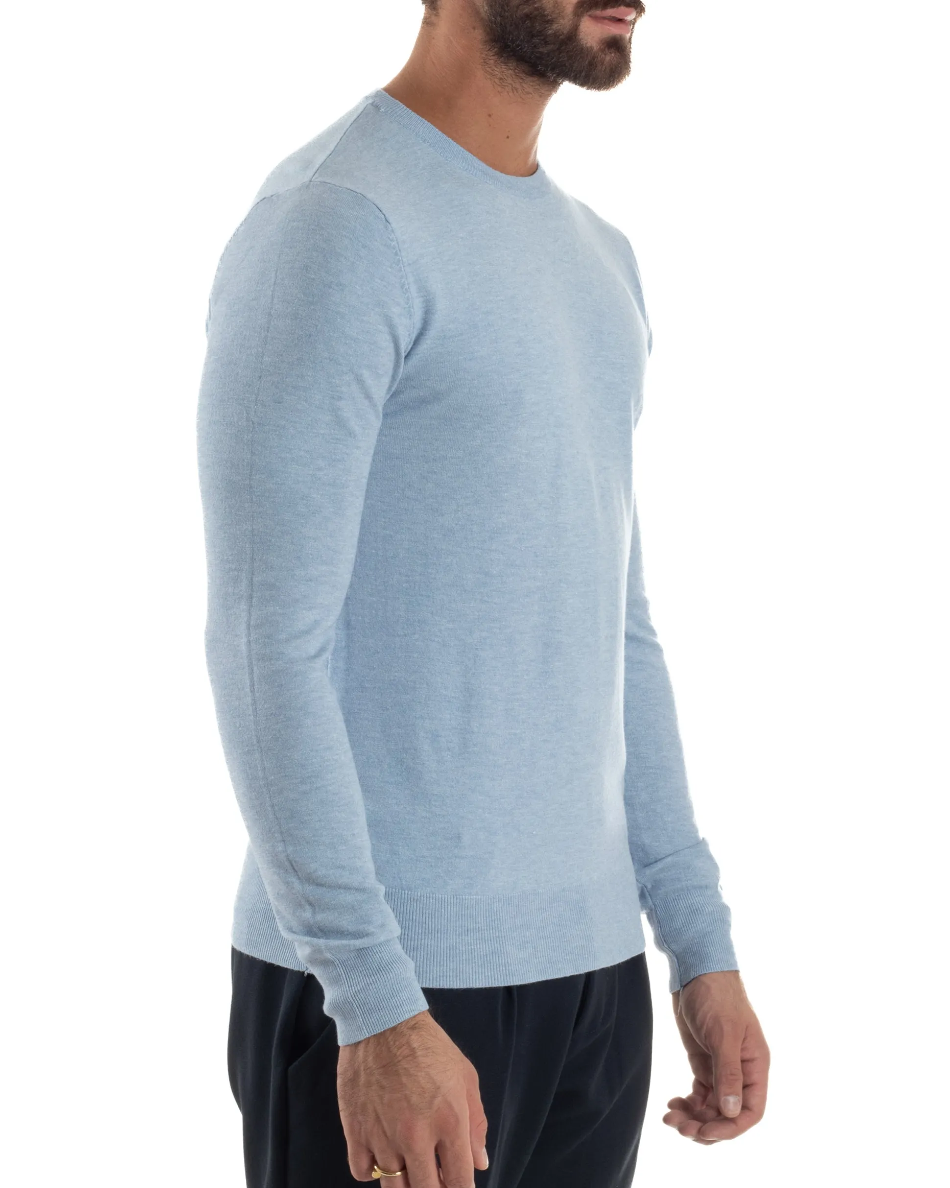 Maglioncino Uomo Girocollo Maglia Rasata Basic Polvere M2570A