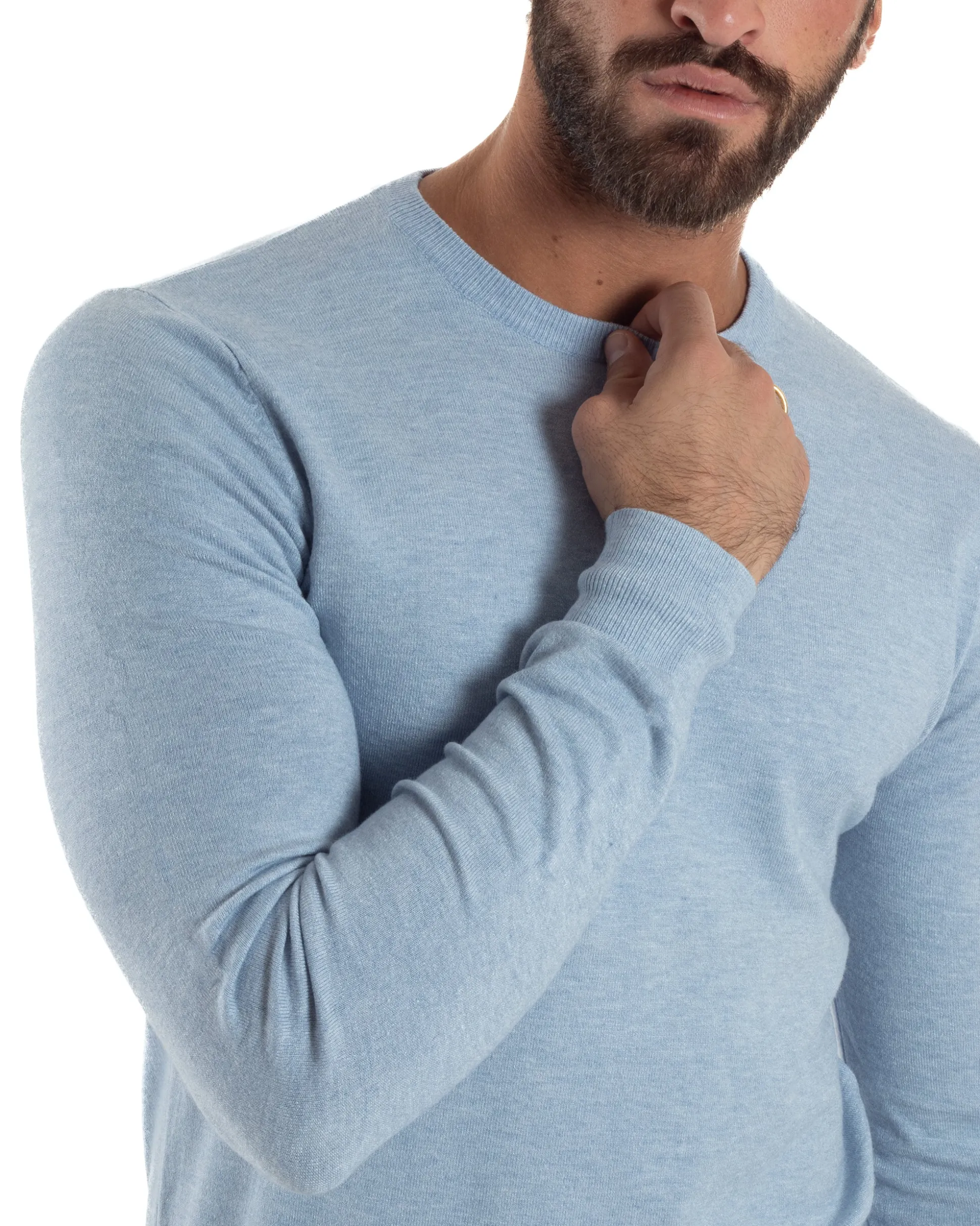 Maglioncino Uomo Girocollo Maglia Rasata Basic Polvere M2570A