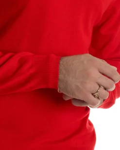 Maglioncino Uomo Girocollo Maglia Rasata Basic Rosso M2498A