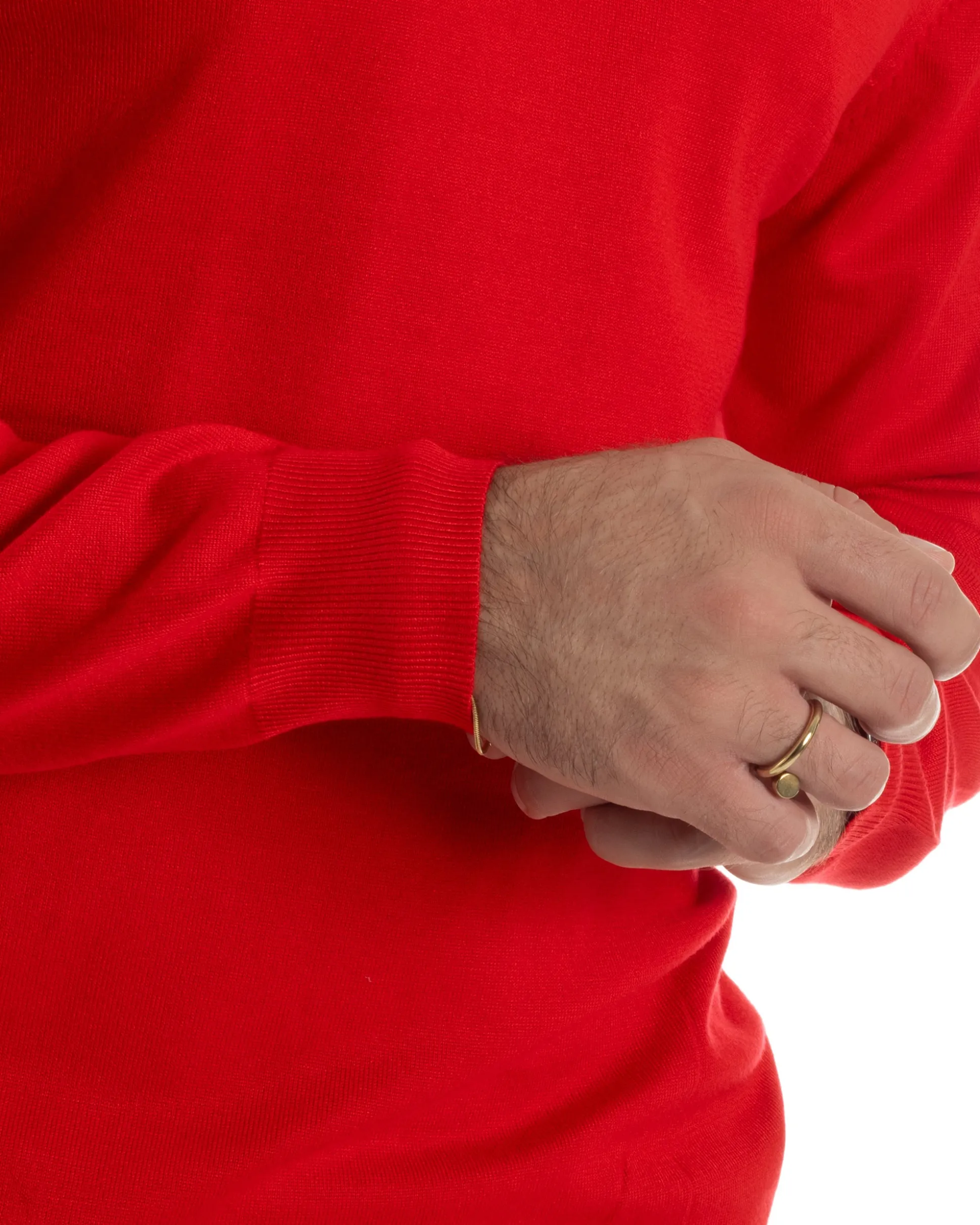 Maglioncino Uomo Girocollo Maglia Rasata Basic Rosso M2498A