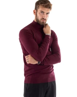 Maglioncino Uomo Maglia Mezzo Collo Sottogiacca Bordeaux M2565A