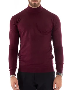 Maglioncino Uomo Maglia Mezzo Collo Sottogiacca Bordeaux M2565A