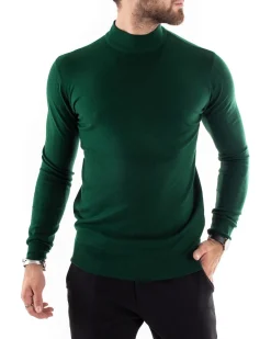 Maglioncino Uomo Maglia Mezzo Collo Sottogiacca Verde Bottiglia M2566A