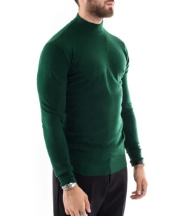 Maglioncino Uomo Maglia Mezzo Collo Sottogiacca Verde Bottiglia M2566A
