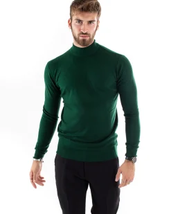 Maglioncino Uomo Maglia Mezzo Collo Sottogiacca Verde Bottiglia M2566A
