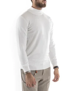 Maglioncino Uomo Maglia Mezzo Collo Sottogiacca Bianco M2569A