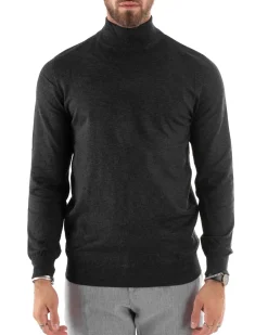 Maglioncino Uomo Maglia Mezzo Collo Sottogiacca Grigio Scuro M2558A