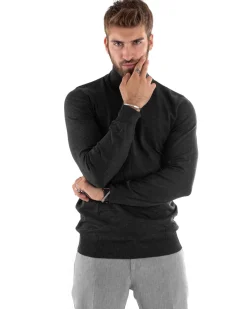 Maglioncino Uomo Maglia Mezzo Collo Sottogiacca Grigio Scuro M2558A