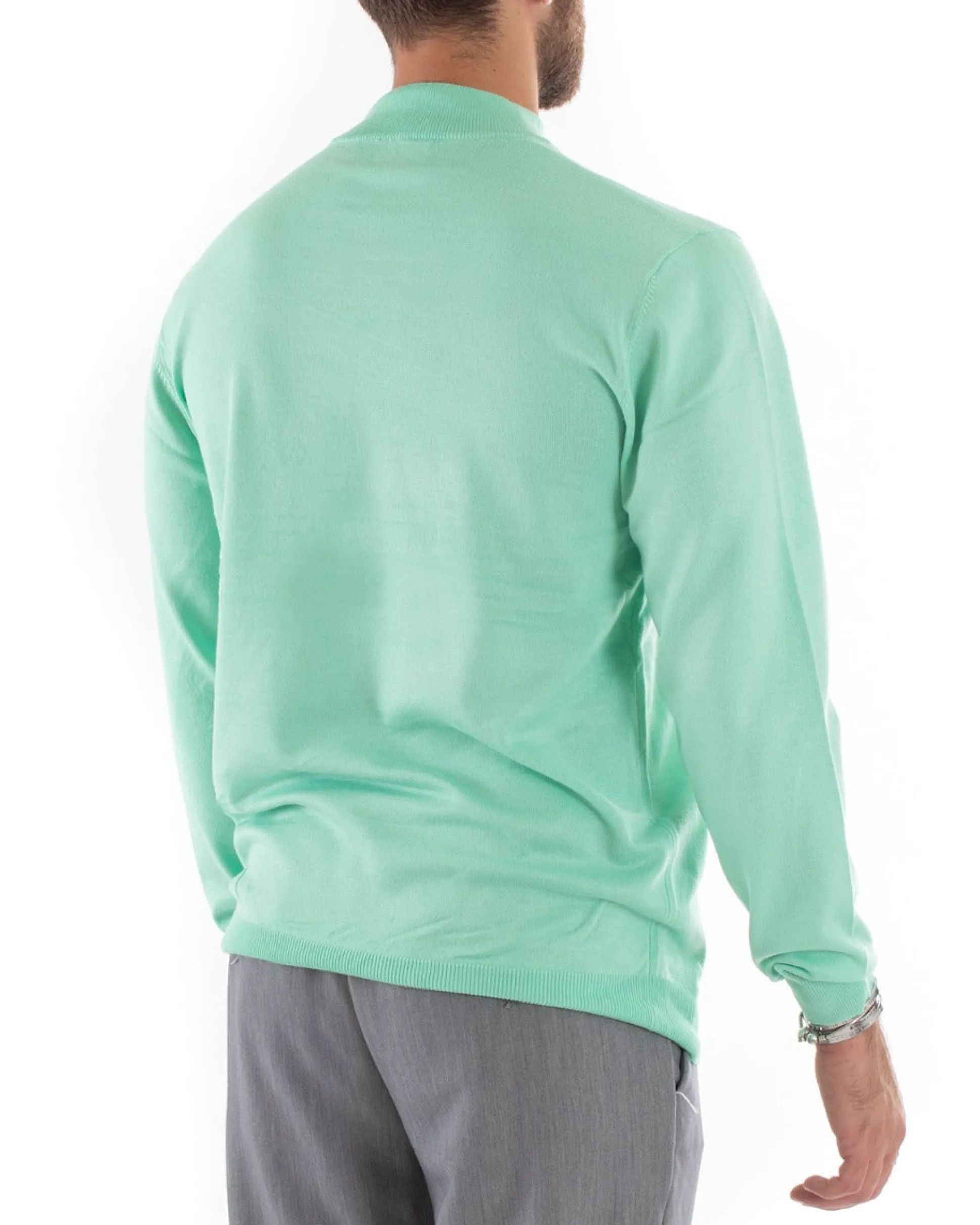 Maglioncino Uomo Maglia Mezzo Collo Sottogiacca Verde Acqua M2559A