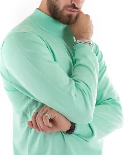 Maglioncino Uomo Maglia Mezzo Collo Sottogiacca Verde Acqua M2559A