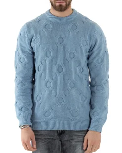Maglione Uomo Girocollo Maglia Maglioncino Intrecciato Cerchi Polvere GIOSAL-M2798A