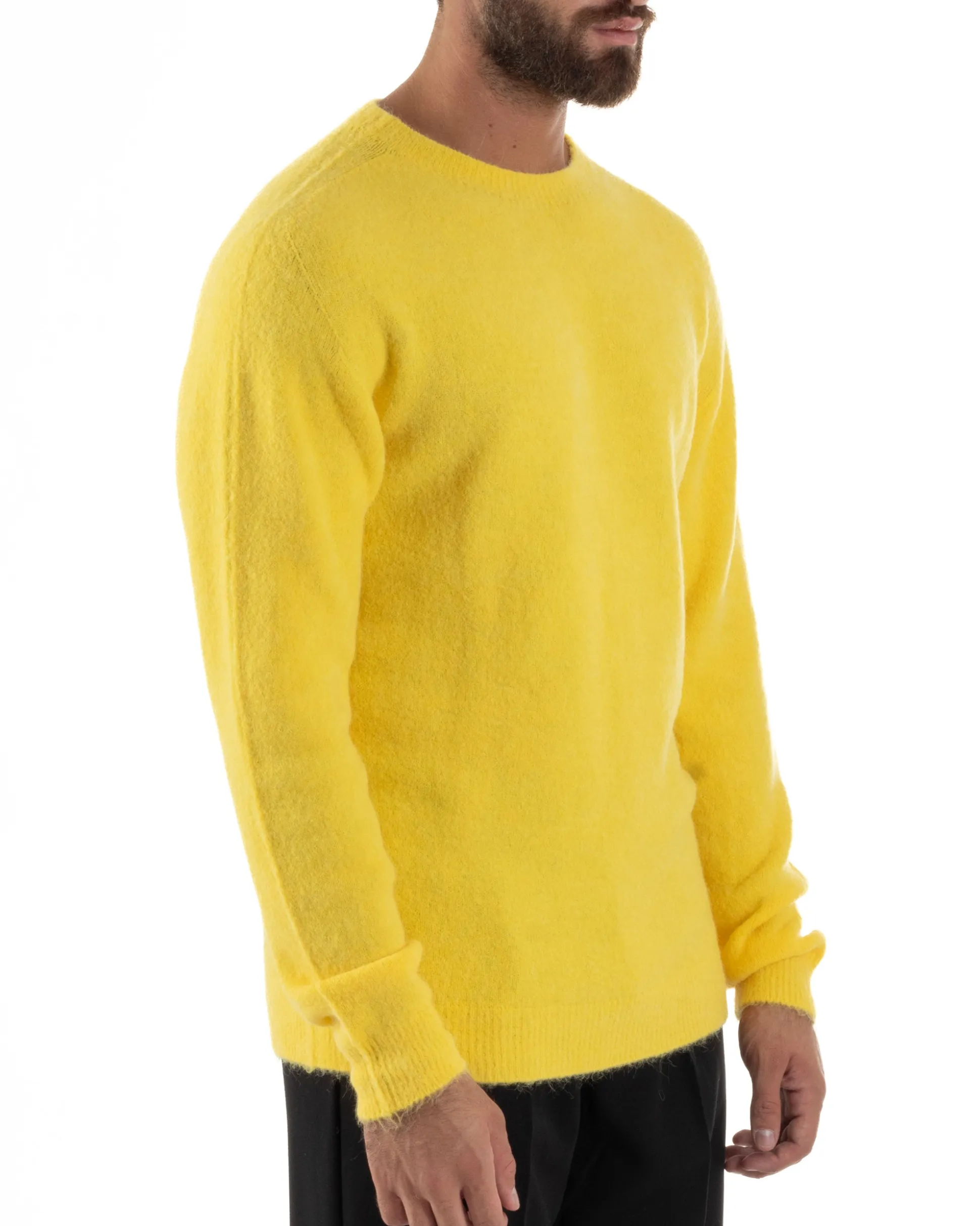 Maglione Uomo Lana Girocollo Regular Fit Basic Giallo BERNA M252037