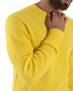 Maglione Uomo Lana Girocollo Regular Fit Basic Giallo BERNA M252037