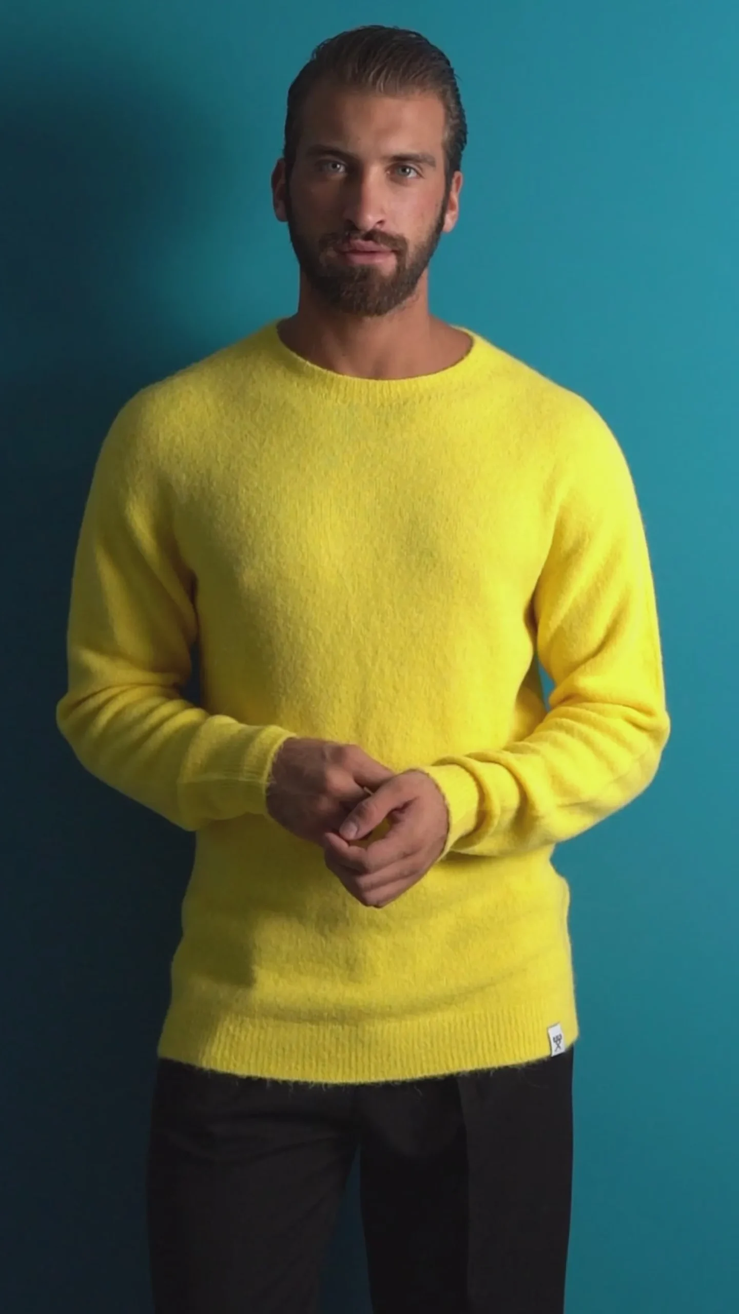 Maglione Uomo Lana Girocollo Regular Fit Basic Giallo BERNA M252037