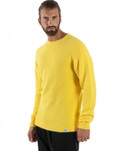 Maglione Uomo Lana Girocollo Regular Fit Basic Giallo BERNA M252037