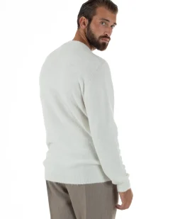 Maglione Uomo Lana Girocollo Regular Fit Basic Bianco BERNA M252037