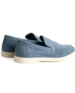 Mocassini college uomo scarpe camoscio eleganti cerimonia suola di gomma denim GIOSAL-S1324A