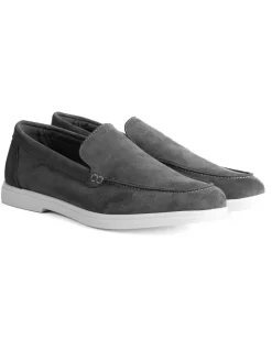 Mocassini college uomo scarpe camoscio eleganti cerimonia suola di gomma grigio GIOSAL-S1323A