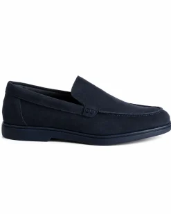 Mocassini college uomo scarpe camoscio eleganti cerimonia suola di gomma blu scuro GIOSAL-S1320A