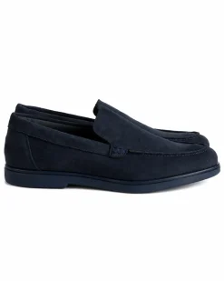 Mocassini college uomo scarpe camoscio eleganti cerimonia suola di gomma blu scuro GIOSAL-S1320A