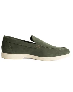 Mocassini college uomo scarpe camoscio eleganti cerimonia suola di gomma verde GIOSAL-S1318A