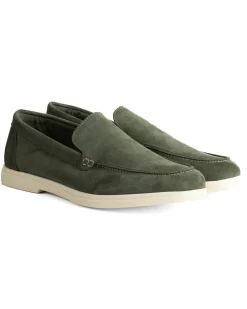 Mocassini college uomo scarpe camoscio eleganti cerimonia suola di gomma verde GIOSAL-S1318A