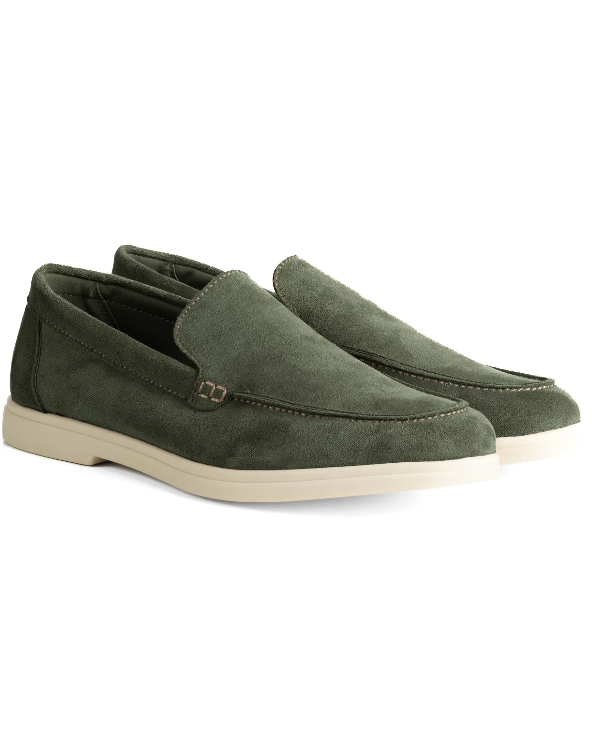 Mocassini college uomo scarpe camoscio eleganti cerimonia suola di gomma verde GIOSAL-S1318A