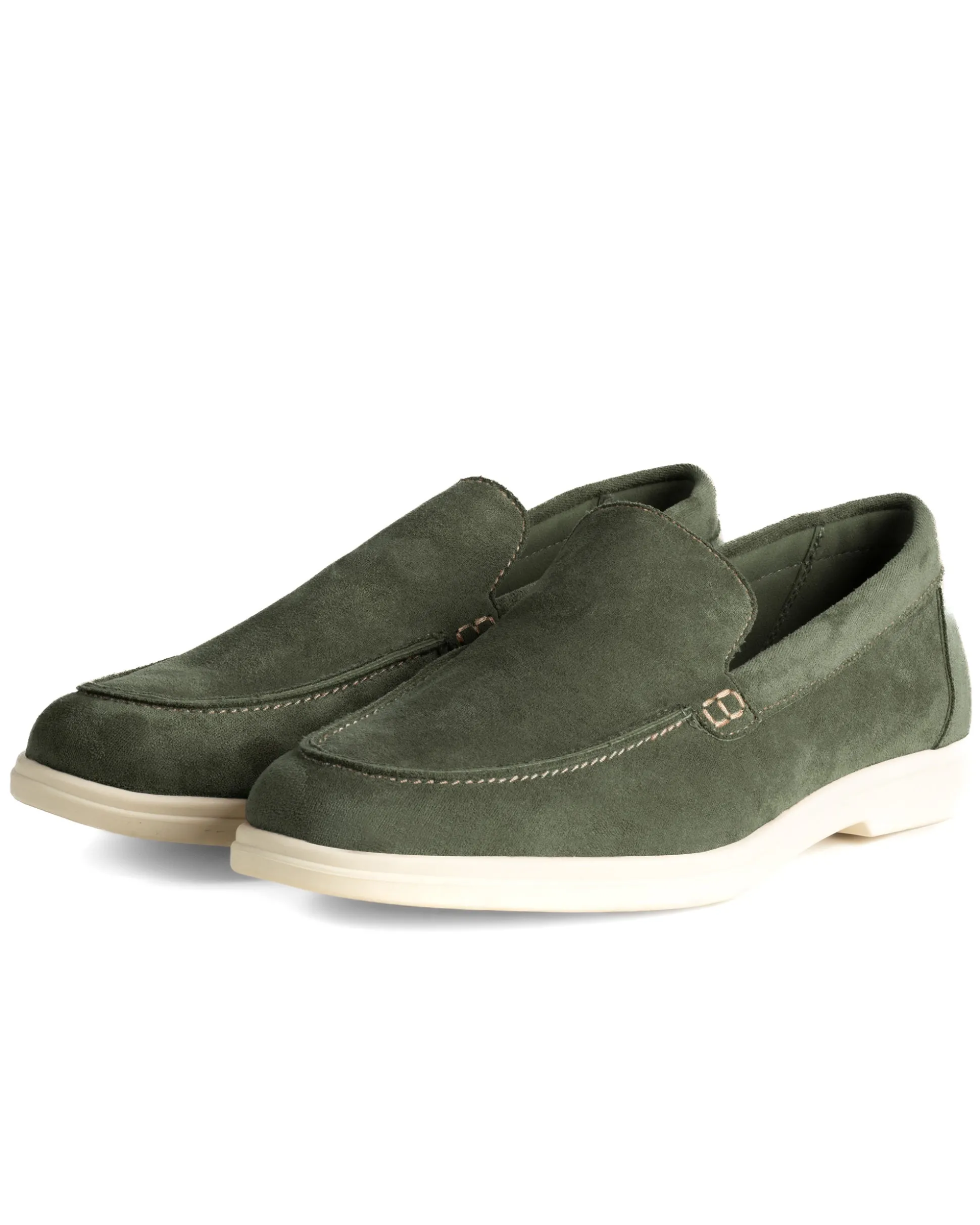 Mocassini college uomo scarpe camoscio eleganti cerimonia suola di gomma verde GIOSAL-S1318A