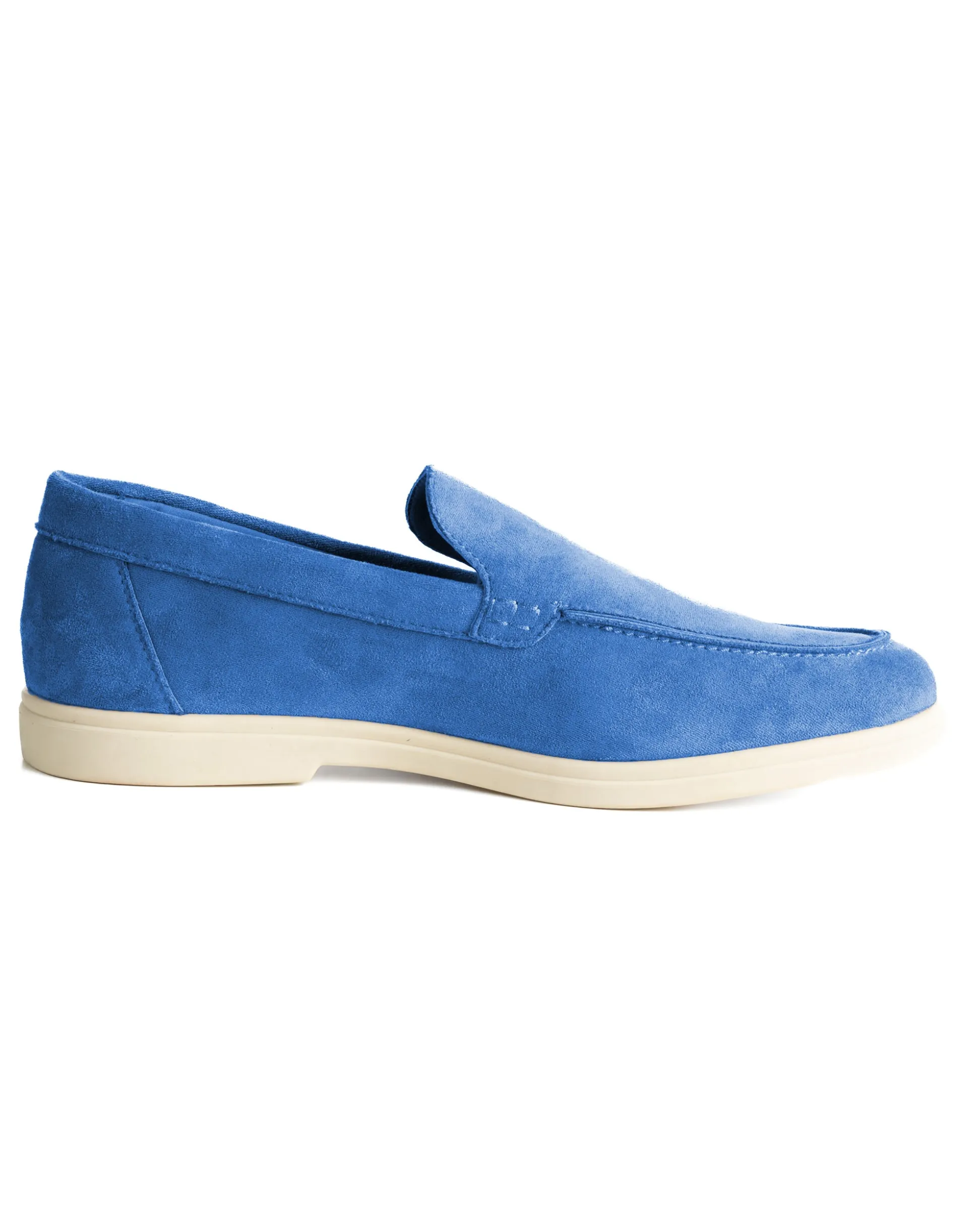 Mocassini college uomo scarpe camoscio eleganti cerimonia suola di gomma blu royal GIOSAL-S1317A