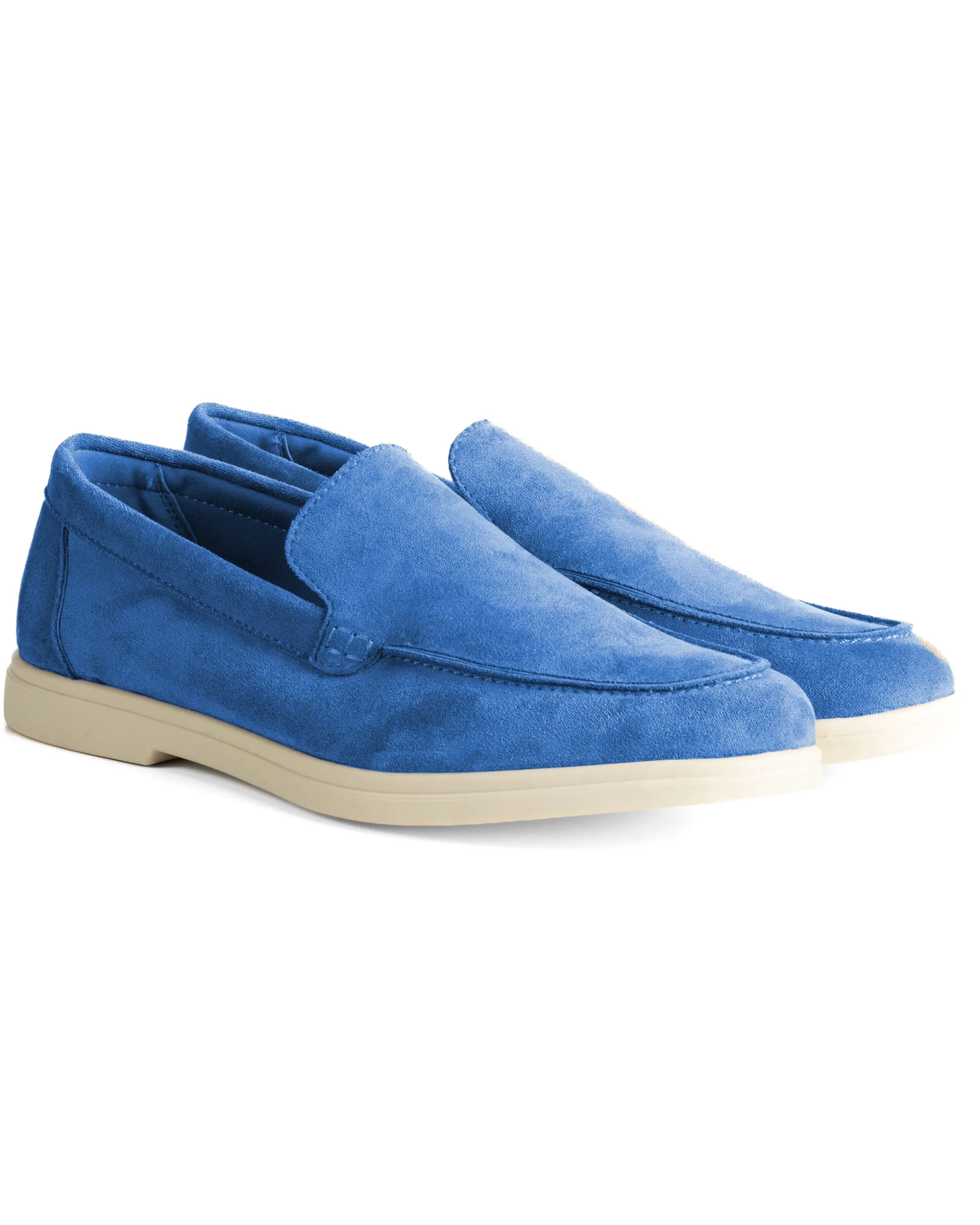 Mocassini college uomo scarpe camoscio eleganti cerimonia suola di gomma blu royal GIOSAL-S1317A